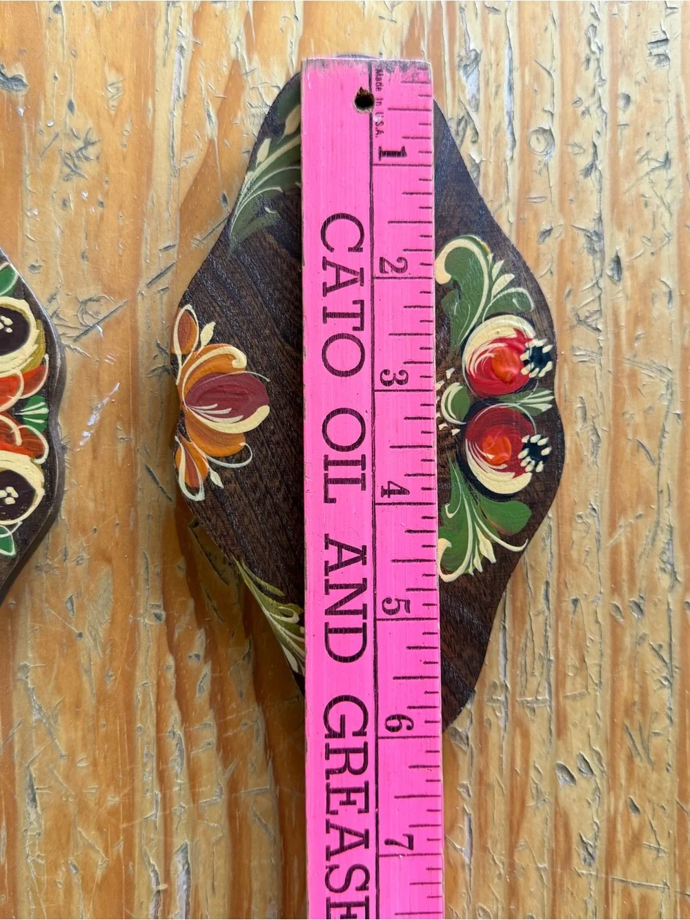German Vintage Hand-Painted floral motifs Wooden Wall Signs  - Set of 2